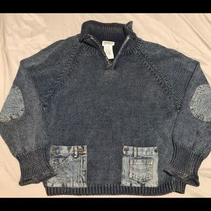 Retro PBJ Blues Demim Sweater Jacket